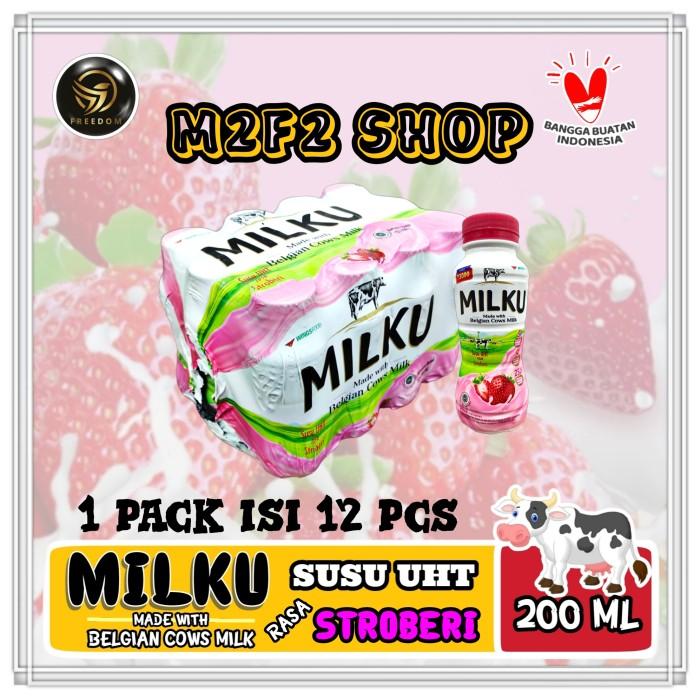 Gambar Spirit!! Susu MILKU Rasa Stroberi UHT Botol Plastik Pet - 200 ml dari darkoah1876 undefined Tokopedia