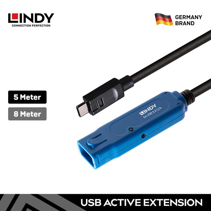 Gambar Kabel Extension LINDY USB 3.0 Active Cable Extender Type C Male to Type A Female - 43380 - 5M dari LINDY INDONESIA undefined Tokopedia