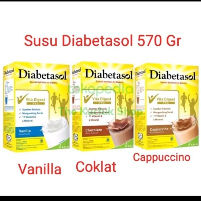Gambar Inc Ppn- Susu Diabetasol 570 Gr Susu Utk Diabetes Rasa Coklat Vanila Cappuccino Grab/Gosend - 570 Cappuccino dari TokoImpian Company undefined Tokopedia