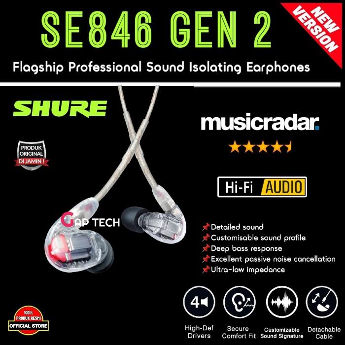 Gambar Terlaris Shure Se846 Se 846 Gen 2 Gen2 Flagship Sound Isolation Earphones Iem - GEN2 - CLEAR dari Midap Mart undefined Tokopedia