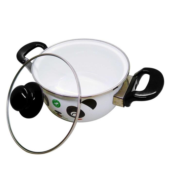 Gambar Panci lucu Enamel 18cm //Panci Tutup Kaca HELLO PANDA Maspion TD-18HP dari jhovi undefined Tokopedia