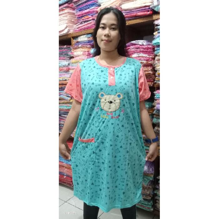 Gambar daster wanita babydoll bahan kaos serian muda kancing 3 busui BB MAX 70KG - Tosca dari Trust Now undefined Tokopedia