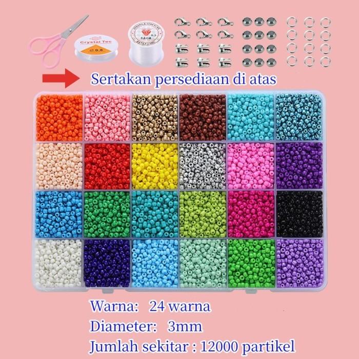 Gambar 24 warna DIY Beads Jewelry Making Kit Kit Manik-manik Perhiasan - 3mm dari Toko Hanako-01 undefined Tokopedia