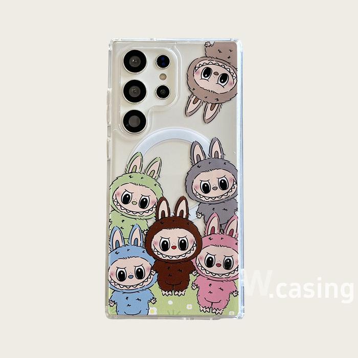 Gambar MAGNETIC TRANSPARENT CARTOON LABUBU PHONE CASE FOR SAMSUNG GALAXY S24 S23 S22 ULTRA PLUS WITH CUTE AIRBAG STAND ANTI-DROP ACRYLIC PROTECTIVE CASING - Transparent, Samsung S24 dari Olshop&#39;s Cleamentine undefined Tokopedia