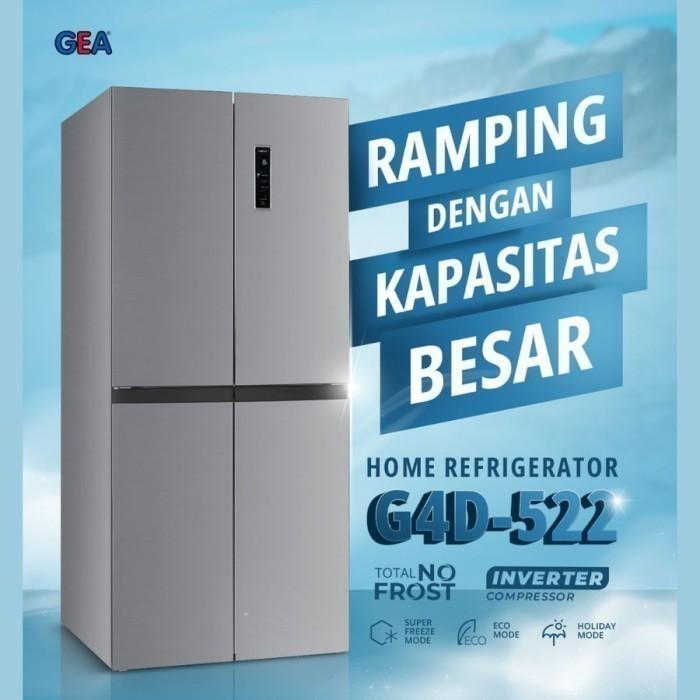 Gambar KULKAS SIDE BY SIDE GEA G4D-522 BLACK INOX INVERTER 4 PINTU - BLACK dari Yes Mesin undefined Tokopedia