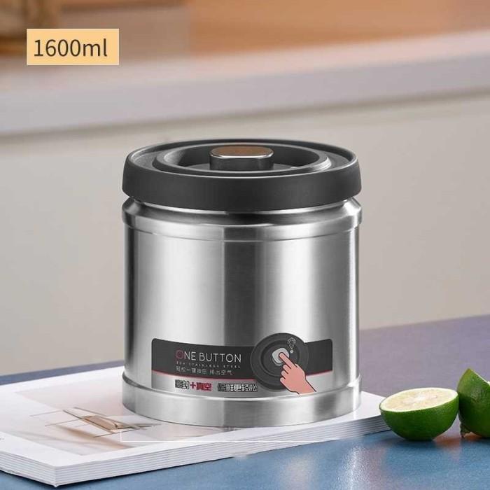 Gambar [LTS] Toples Biji Kopi Kedap Udara Vacuum Sealed Stainless Steel - 1600ml, Hitam dari LAWTON STOREE undefined Tokopedia