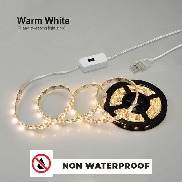 Gambar Lampu LED Strip USB DC 5V Sensor Lambai Tangan Dimmer Tanpa Sentuh untuk TV Cermin Lemari Dapur - Warm White, 1m dari Warrock Tech undefined Tokopedia