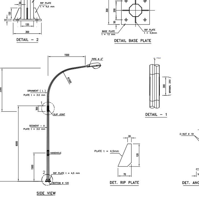 Gambar Tiang lampu pju oktagonal single parabola hotdeep galvanized 9 me Best dari MANDIRI MACHINE undefined Tokopedia