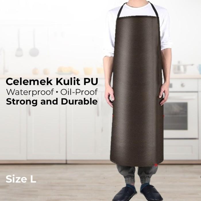 Gambar Zhanmai Celemek Masak Apron Dapur Kulit PU Waterproof Durable - ZHAP - Coklat, M dari LAWTON STOREE undefined Tokopedia