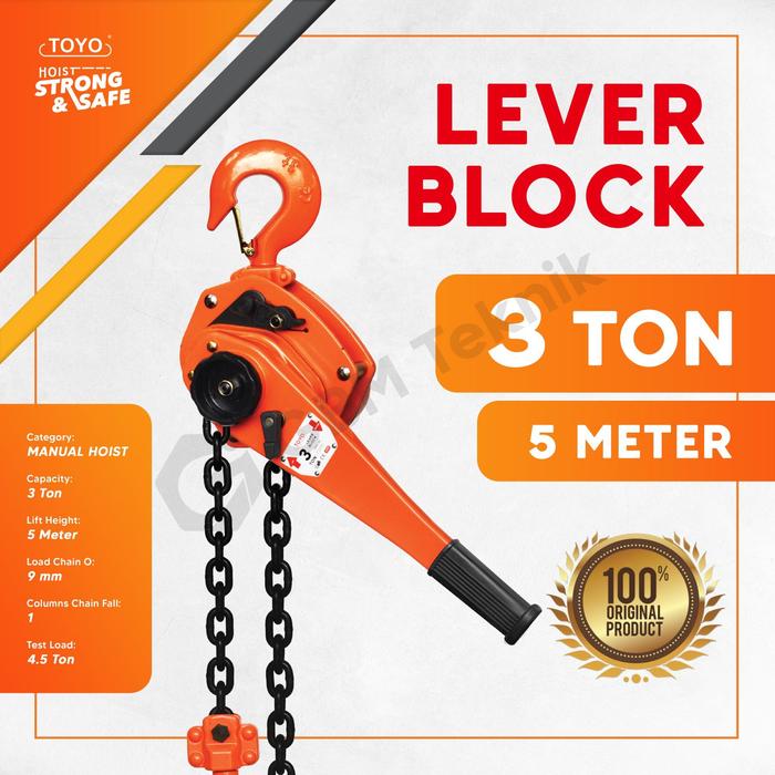 Gambar LEVER BLOCK 3 TON (3 T X 1.5 METER, 3 T X 3 METER, 3 T X 5 METER) / LEVER HOIST 3 TON - TOYO - 3 T X 5 MTR dari GBM Teknik 2 undefined Tokopedia