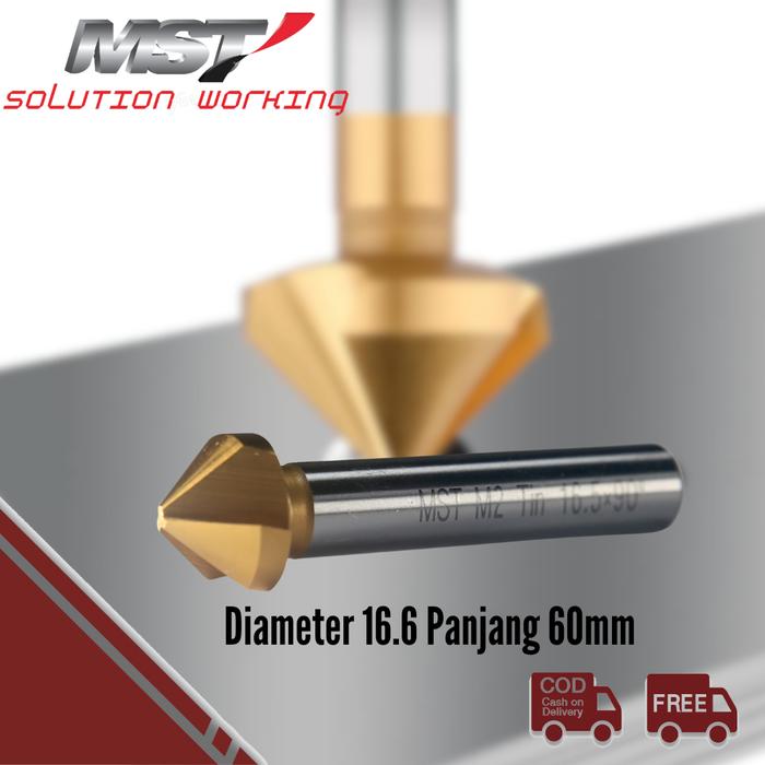 Gambar MST Mata Bor Countersink HSS M2 Titanium 90 Derajat Professional Countersink M2 TiN Coating - 16,5mm dari MST TOOLS undefined Tokopedia