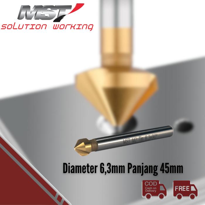 Gambar MST Mata Bor Countersink HSS M2 Titanium 90 Derajat Professional Countersink M2 TiN Coating - 6.3mm dari MST TOOLS undefined Tokopedia