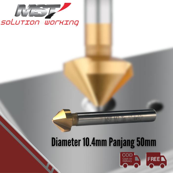 Gambar MST Mata Bor Countersink HSS M2 Titanium 90 Derajat Professional Countersink M2 TiN Coating - 10,4mm dari MST TOOLS undefined Tokopedia