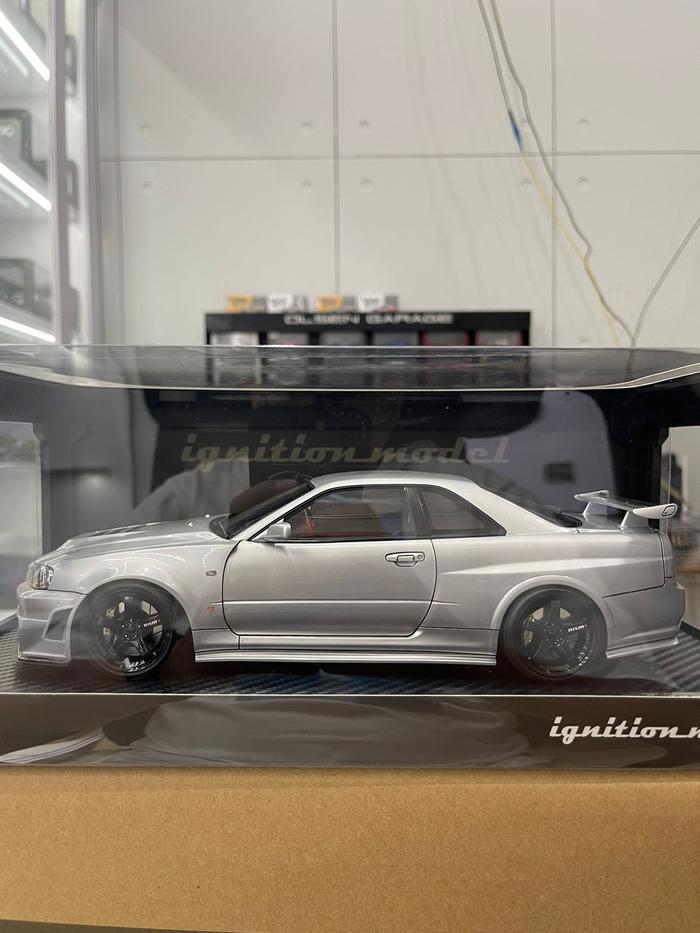 Jual IGNITION MODEL NISMO R34 GT-R Z-TUNE SILVER 1:18 SCALE