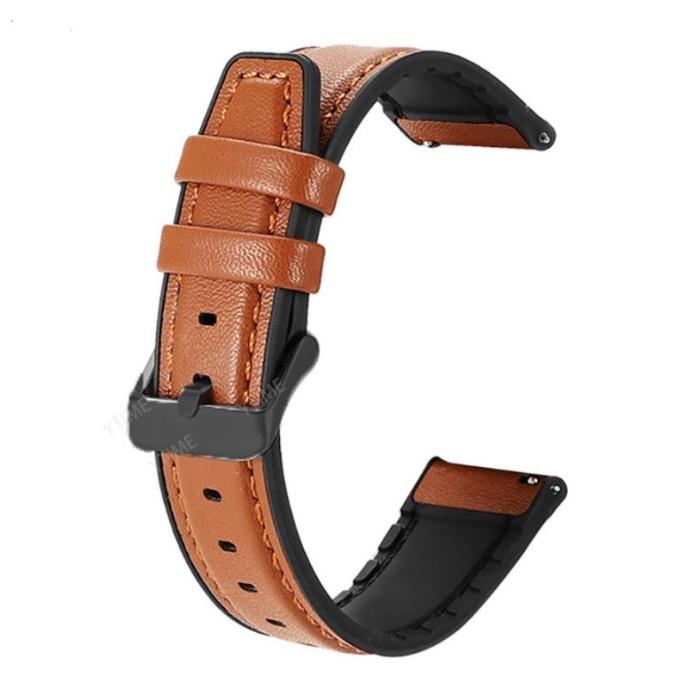 Gambar TALI JAM TANGAN STRAP WATCH MODEL SILICONE LEATHER KULIT RUBBER 22MM FOR REALME WATCH 2 / 2 PRO - Brown dari caseflow undefined Tokopedia