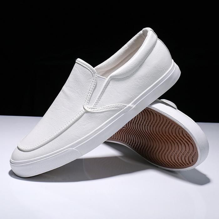 Jual Mens Lightweight Low Top Flat Shoes White Shoes Slip-on