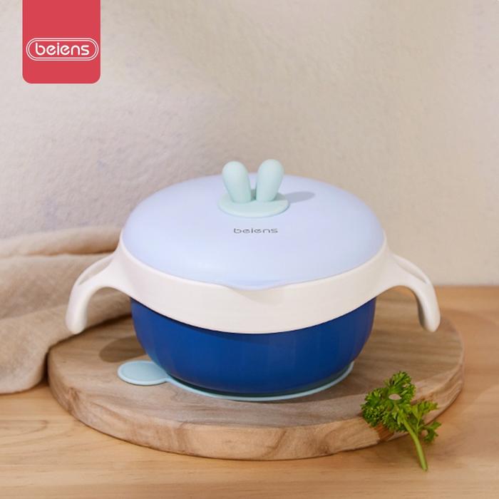 Gambar Sakumini X Beiens Insulated Bowl Stainless Steel Mangkok Mpasi Bayi Tahan Panas - Blue dari koto bunga undefined Tokopedia
