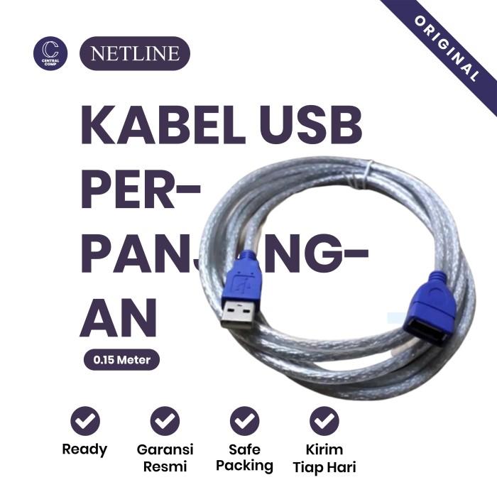 Gambar USB Perpanjangan Kabel Extension Netline USB 2.0 1.5 / 3 / 5 / 10 M - 1.5 Meter dari Central Comp undefined Tokopedia