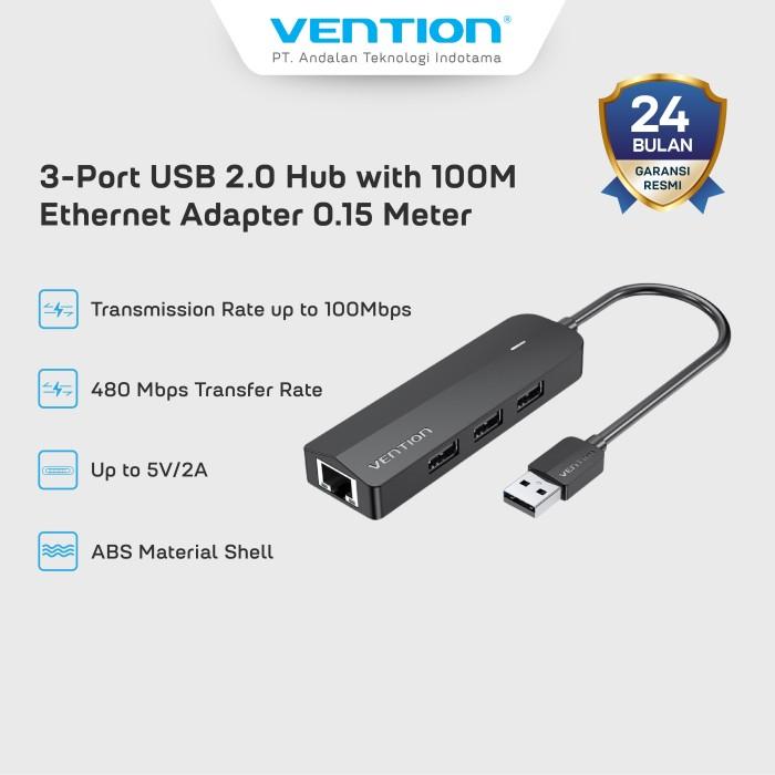 Gambar Vention USB Hub 2.0 Lan Ethernet With Power Port Adapter - CHP dari Vention Store Bandung undefined Tokopedia