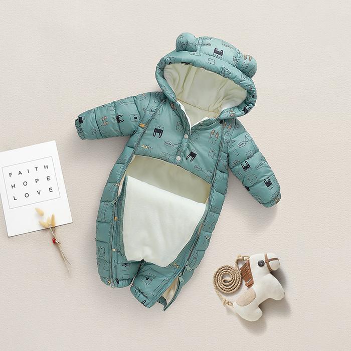 Jual OLEKID 2024 Winter Baby Snowsuit Hooded Plus Velvet Warm Baby