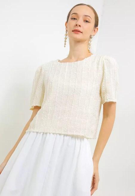 Gambar CHIC SIMPLE S/S BLOUSE ATASAN WANITA KOREA MODERN CANTIK BL7839 - CREAM, S dari Chic Simple Store ID undefined Tokopedia