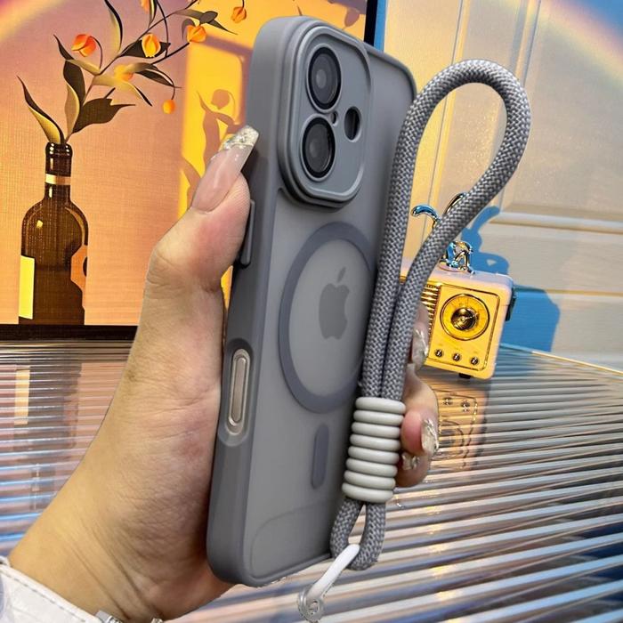 Gambar Casing iPhone 16 15 14 13 12 11 Pro Max Luxury Acrylic Bumper Matte Plating Transparent Magnetic Phone Case for iPhone 11 12 13 14 15 16 Pro Hard Case Shockproof Protective Back Cover with Lanyard - grey, iphone 11 dari Gardena ind undefined Tokopedia