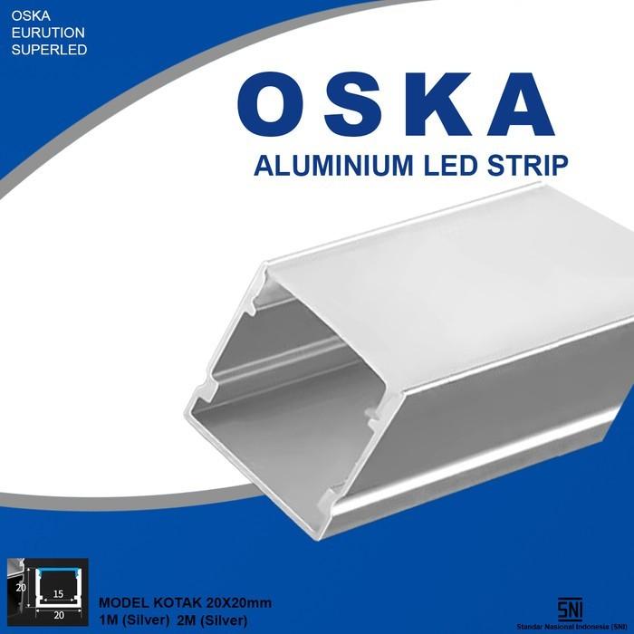 Gambar OSKA Aluminium LED Strip Model Kotak 20x20MM 1M (Silver) 2M (Silver) - 1 Meter dari Graha Listrik Electric undefined Tokopedia