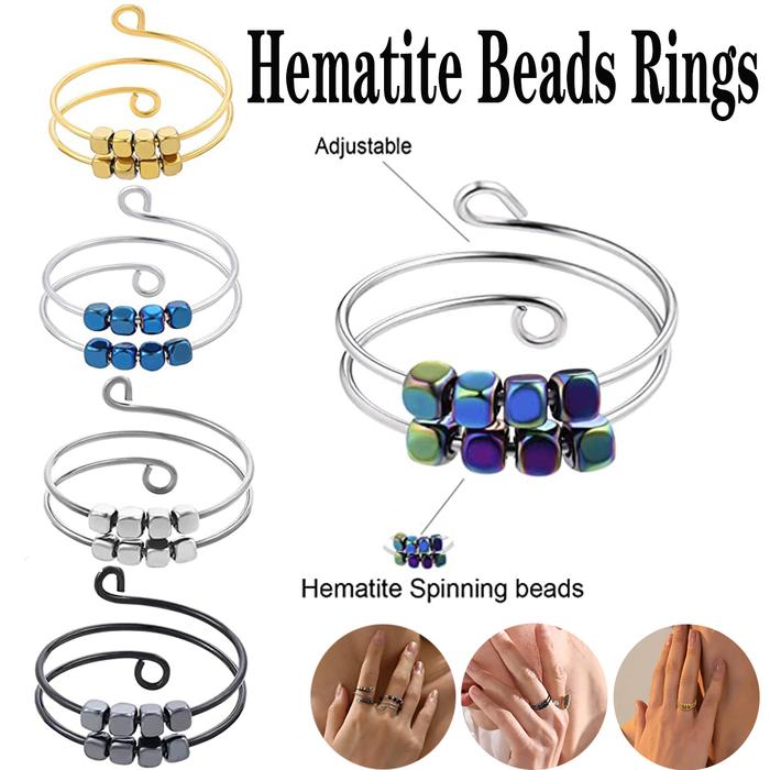 Jual Hematite Fidget Spinning Beads Rings Stainless Steel Magnet