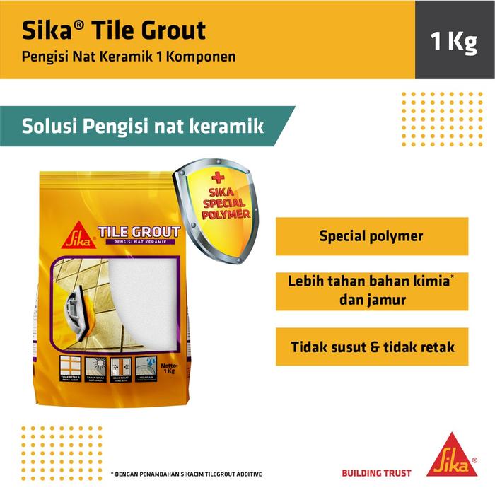 Gambar Sika TileGrout Pengisi Nat Keramik Marmer Granit Semen 1Kgx12pc (1BOX) - Light Cream dari Sika Indonesia undefined Tokopedia
