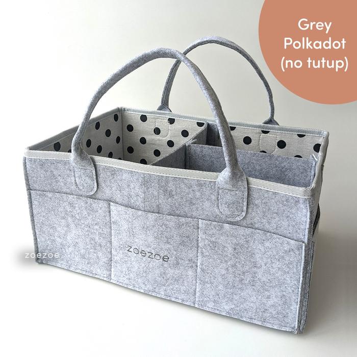 Gambar ZOEZOE Caddy Bag ada Tutup Diaper Organizer / Tas Popok Peralatan Bayi seperti Kinderkeen - Grey Polkadot dari ESSE IND undefined Tokopedia