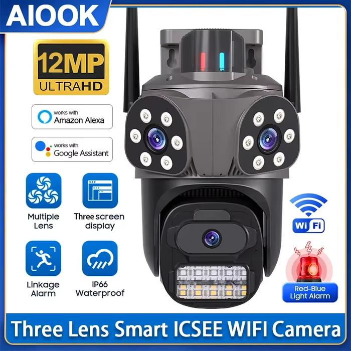Jual 12MP HD WiFi IP Camera Outdoor Lens Screen PTZ Camera
