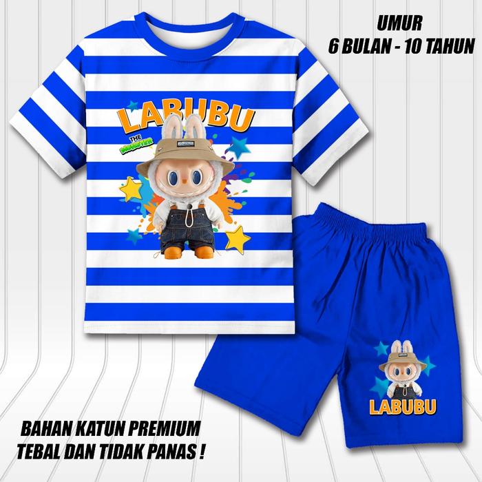 Gambar setelan salur lengan pendek anak laki laki perempuan set baju kaos pendek anak cowok motif labubu 5 DTF - benhur, 2 tahun dari Hendra Colection 56 undefined Tokopedia