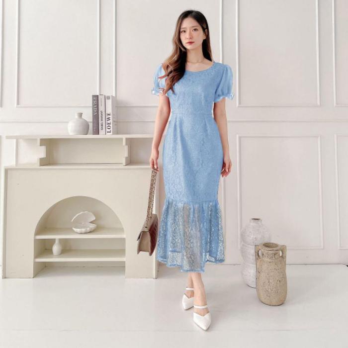 Gambar alesha fashion Dress Loren Mr1 Natalan/pesta/kondangan terbaru - Biru, M dari alesha fashion. undefined Tokopedia