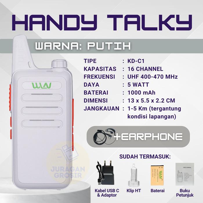 Gambar HT WLN KD - C1 HT UHF Free Handsfree Lengkap KDC1 WLAN ORIGINAL - Putih dari Juragan Grosir Mart undefined Tokopedia
