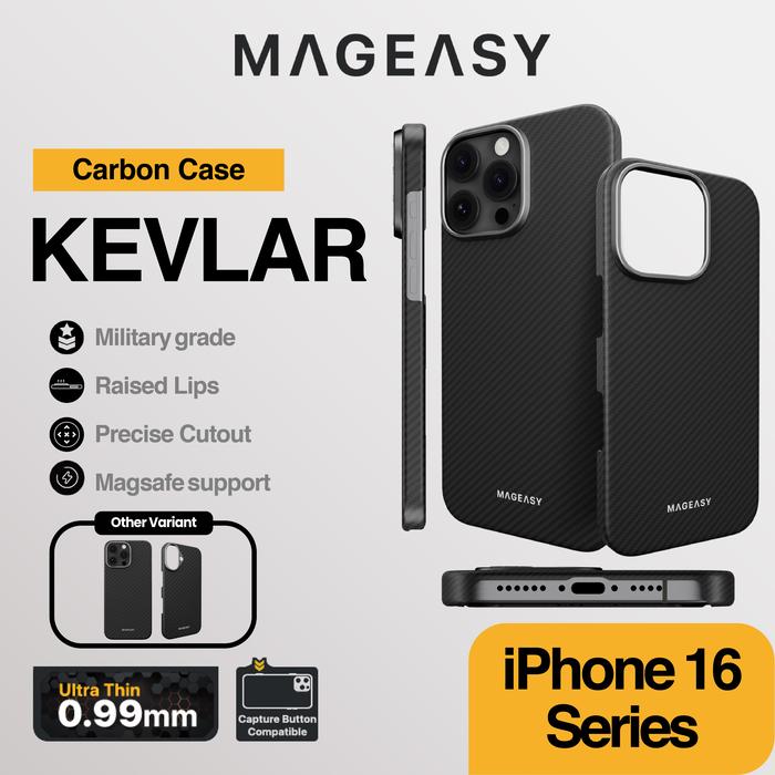 Gambar MagEasy Kevlar Carbon Case for iPhone 16 Pro Max / 16 Pro / 16 Plus / 16 Casing Slim Magsafe Cover Protector Protection - 600D Black, 16 Pro dari SwitchEasy Official undefined Tokopedia