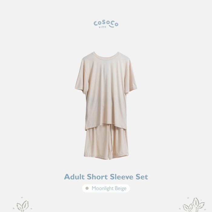 Gambar AREAA - ADULT TENCEL SHORT SLEEVE SET - COSOCO - Moon Beige, S-M dari Areaa Fashion undefined Tokopedia
