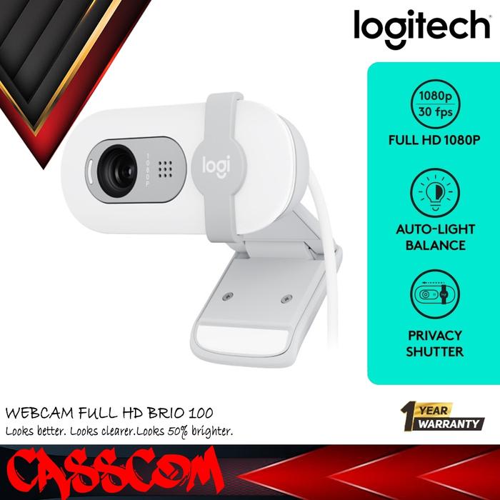 Gambar Ada Logitech Brio 100 Webcam Full HD Shutter Privacy & Built-in Microphone - Off White dari Perkusi Store undefined Tokopedia