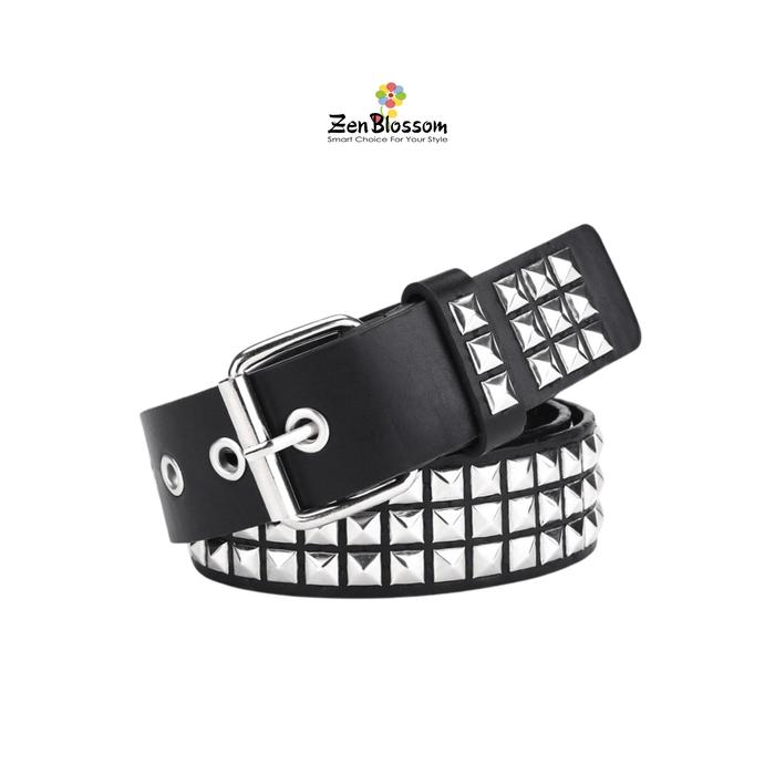 Gambar ZenBlossom Ikat Pinggang Kulit Punk Skena Metal Stud Spike Persegi - Hitam dari ZenBlossom undefined Tokopedia