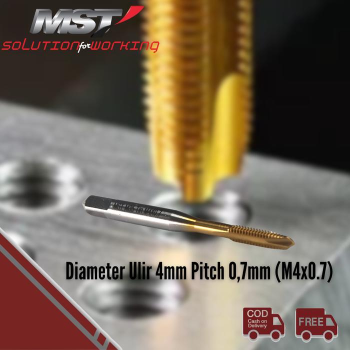 Gambar MST Tap Mesin Slot Lurus Titanium HSS Cobalt Satuan Precision Machine Tap HSS M35 TiN Coating - M4x0.7 dari MST TOOLS undefined Tokopedia