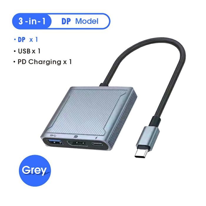 Usb C To 8k Dp Adapter 3in1 Hub Thunderbolt 34 Type-c To Displayport 14  Pd100w Charging Usb Dock Station For Pc