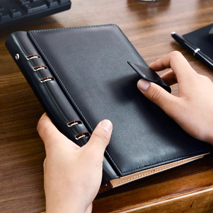 Gambar A6 A5 Brown PU Leather Ring Binder Organizer Personal Planner Notebook,Black Luxury Reusable Agenda Note Book dari storedons169 undefined Tokopedia