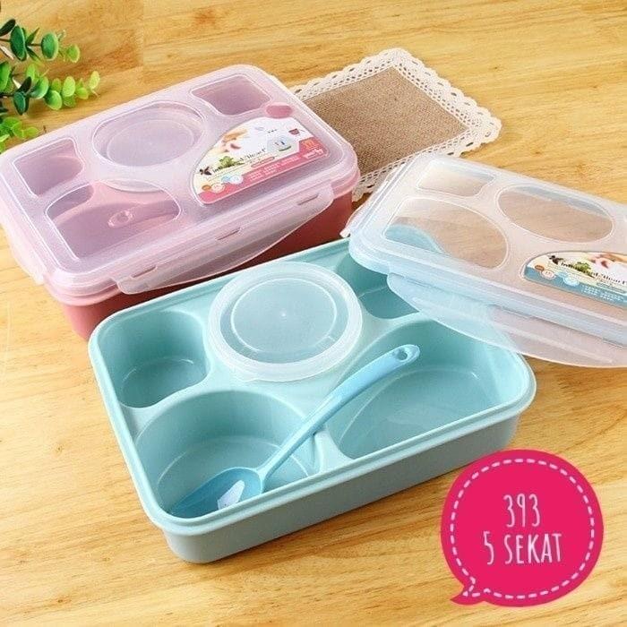 Gambar [ITEM 393] LUNCH BOX YOOYEE Kotak Makan Sup 5 Sekat Bento - Merah Muda dari Supplier beauty tokopedia undefined Tokopedia
