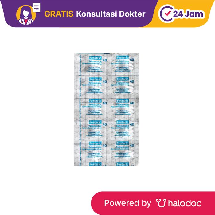 Gambar Festaric 40 mg 10 Tablet - Obat Asam Urat & Radang Sendi - Halodoc dari Apotek Halomedika Pekayon undefined Tokopedia
