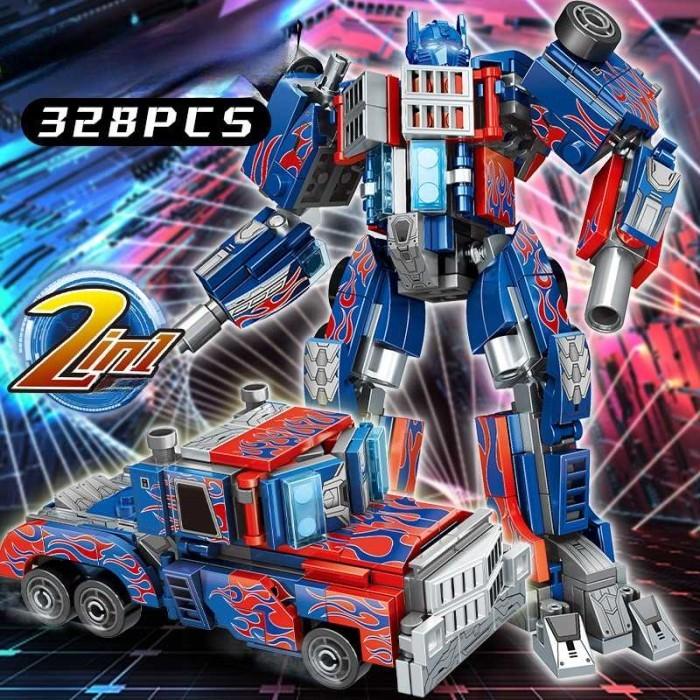 Gambar Mainan Anak Rakit Robot Transformers Optimus Prime 2 in 1 Car Lego - Optimus Prime dari Ez Global Indonesia undefined Tokopedia