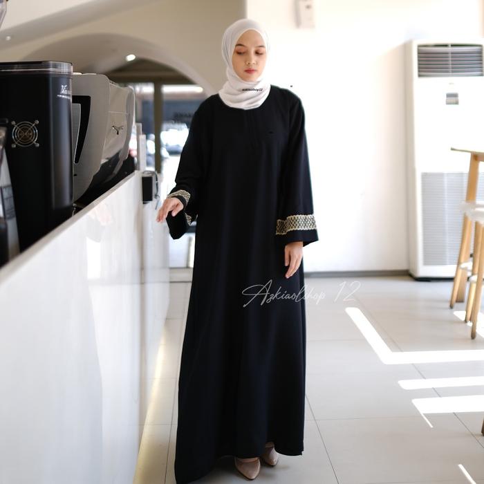 Gambar Alesha fashion - abaya renda lengan dress maxi abaya mariam - Hitam, S dari alesha fashion. undefined Tokopedia