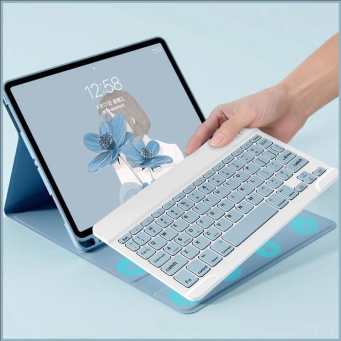 Gambar Case Compatible For Samsung Tab A7 Lite A8 X200 X205 S6 Lite Samsung S7/S8 S9 With Bluetooth Keyboard Set Smart Autolock Premium Quality Casing Hitam Pink - BLUE SKY, Tab S7+/S8+/S9+ dari Octatrix undefined Tokopedia