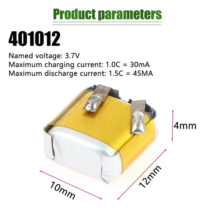 Jual Terlaris Lithium Polymer Battery Baterai 30Mah 401012