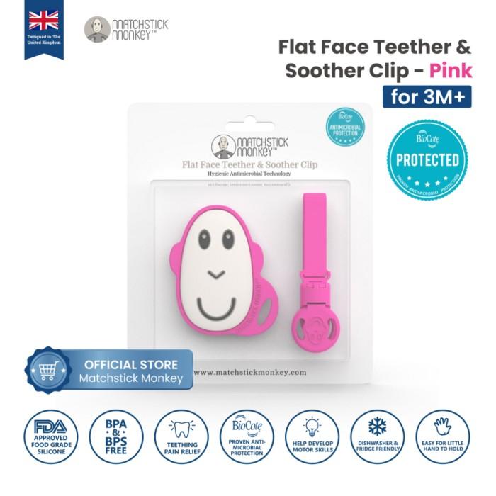 Gambar JT Ready Matchstick Monkey Flat Face Teether & Soother Clip - Gigitan Bayi - pink dari kaossablon53 undefined Tokopedia