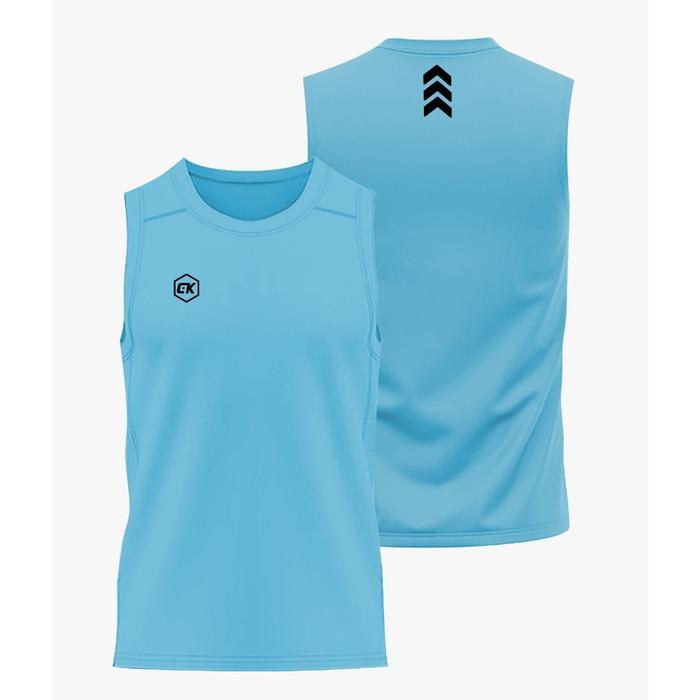 Gambar CK Sport Kaos Jersey Sleeveless Olahraga Training Running Gym Futsal Badminton - BIRU LAUT, M dari YELLOW ZONE_NEW undefined Tokopedia