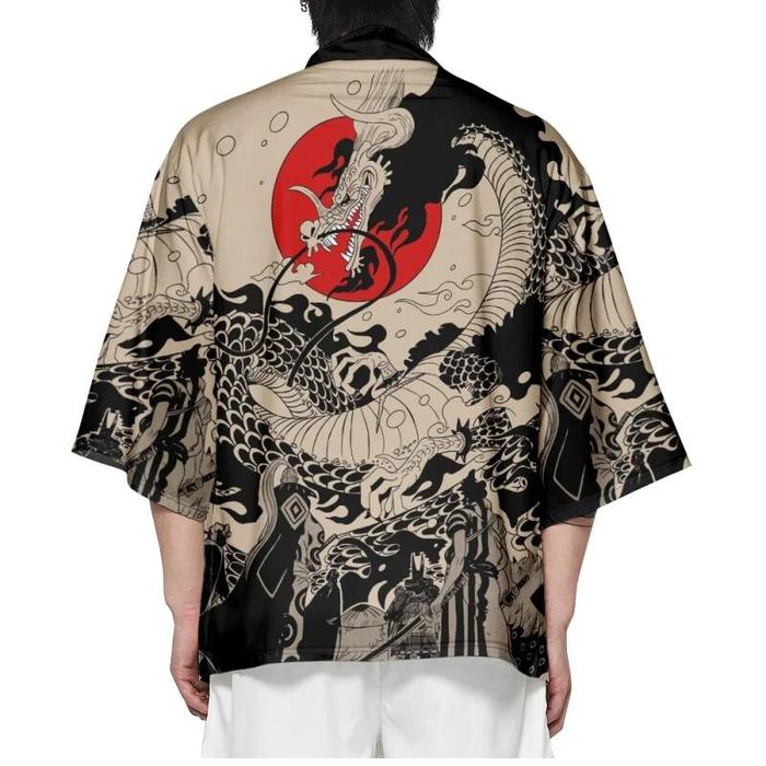 Jual Mens Plus Size Vintage Japanese Kimono Coat Anime Dragon